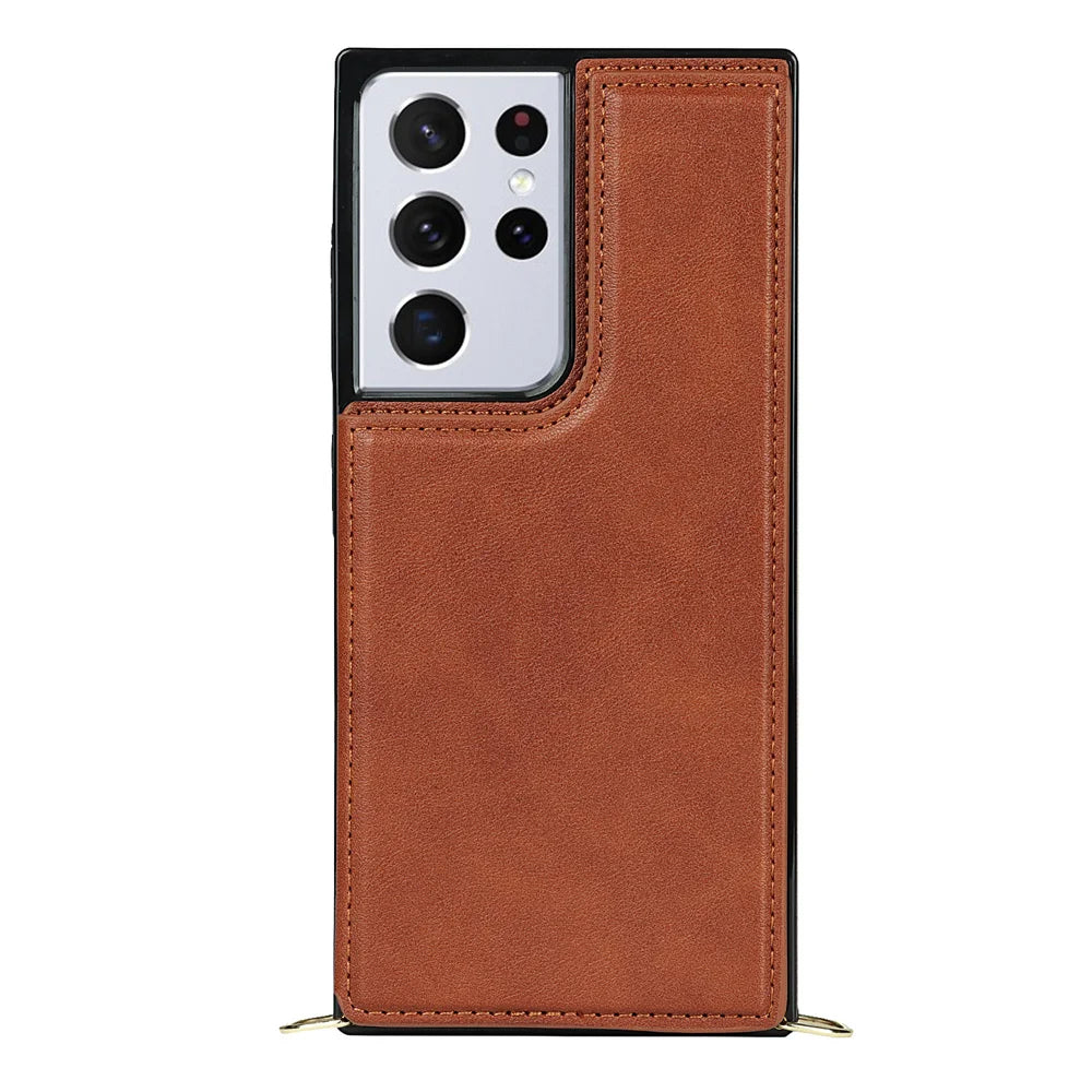Crossbody Multi Card Slot Wallet Leather  Case for Samsung