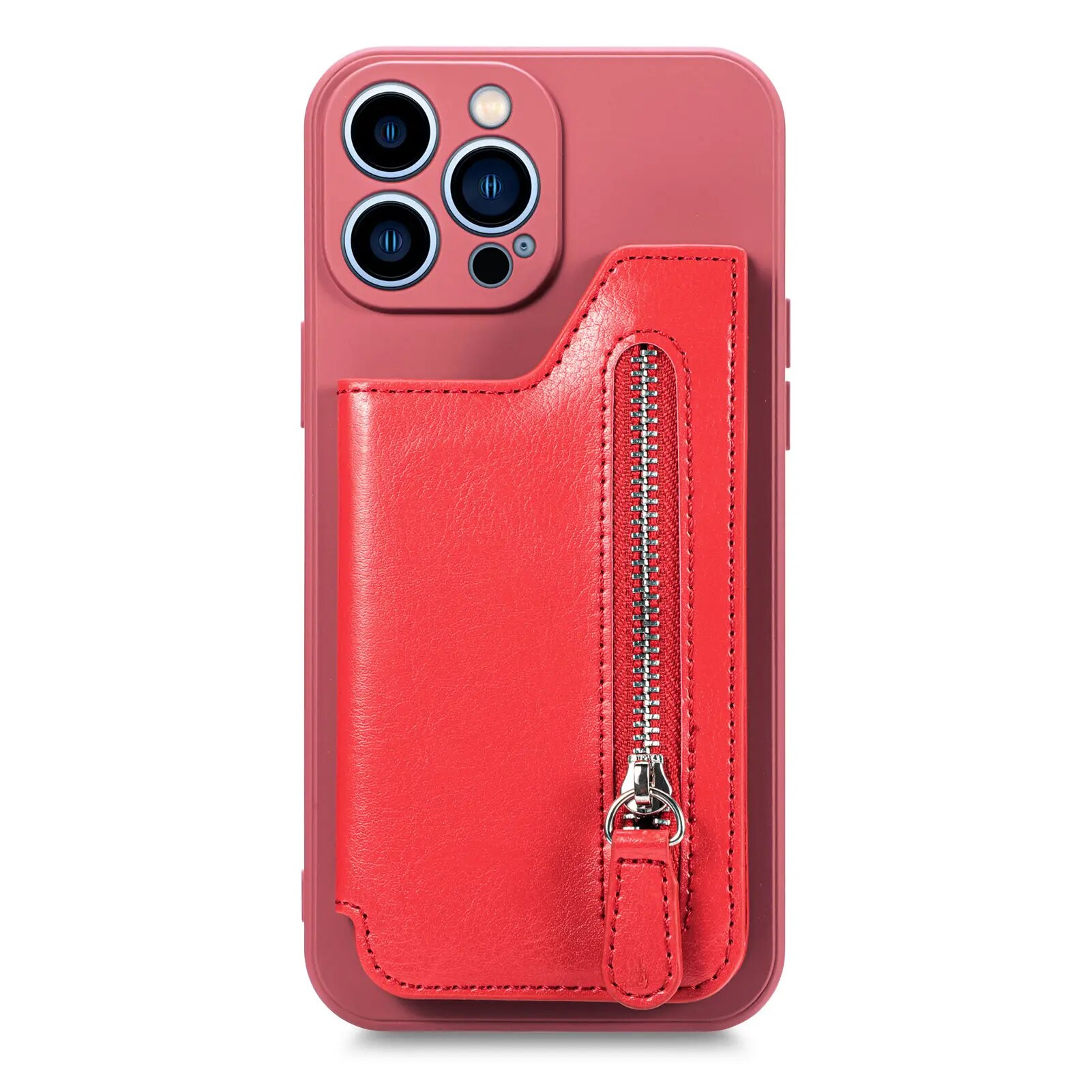 Zipper Cards Leather Wallet Case For iPhone