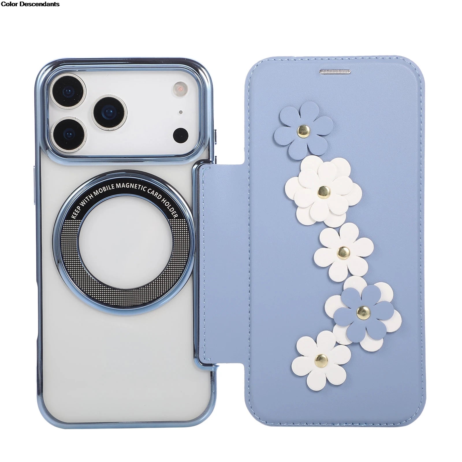 RFID 3D Flower Leather Flip Wallet Case For iPhone