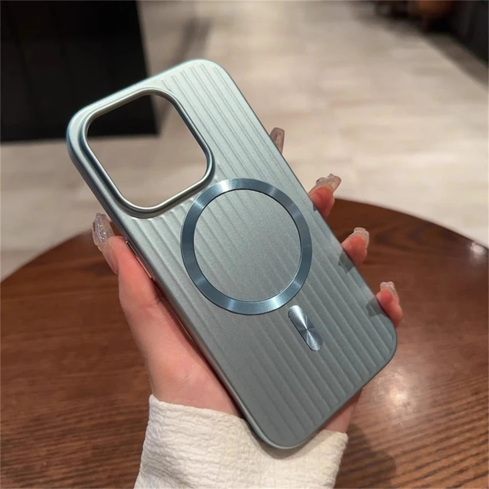 Magsafe Magnetic Luxury Corrugated Pattern Matte Case For iPhone 