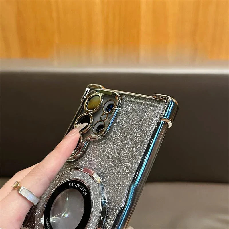 Magsafe Clear Airbag Glitter Magnetic Holder Case for Samsung