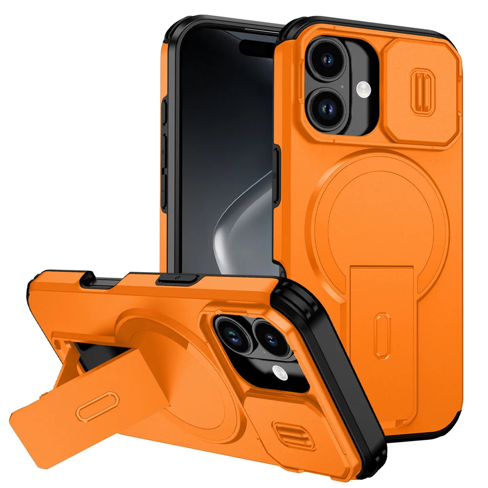 Lens Protection Shockproof Foldable Magnetic Stand Case For iPhone