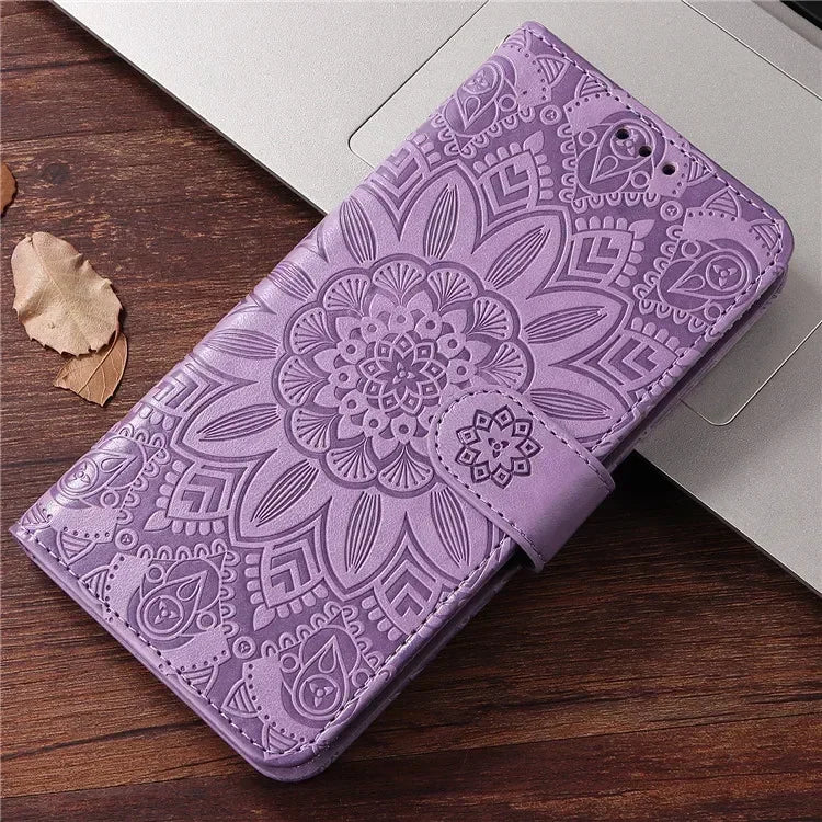 Embossing Leather Flip Wallet Phone Case For iPhone