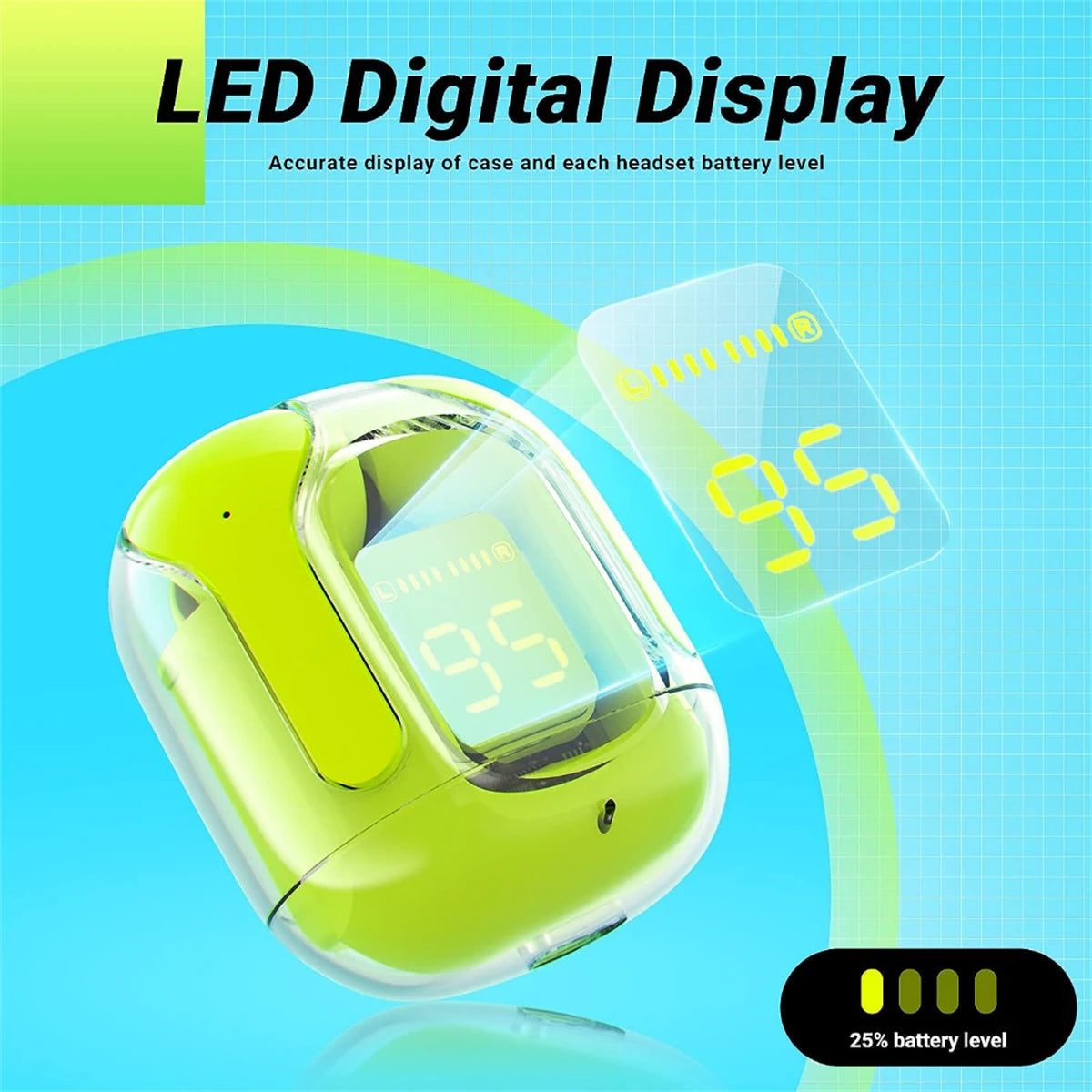 Noise Reduction Earbuds Mic Headphones with LED Display Earphones