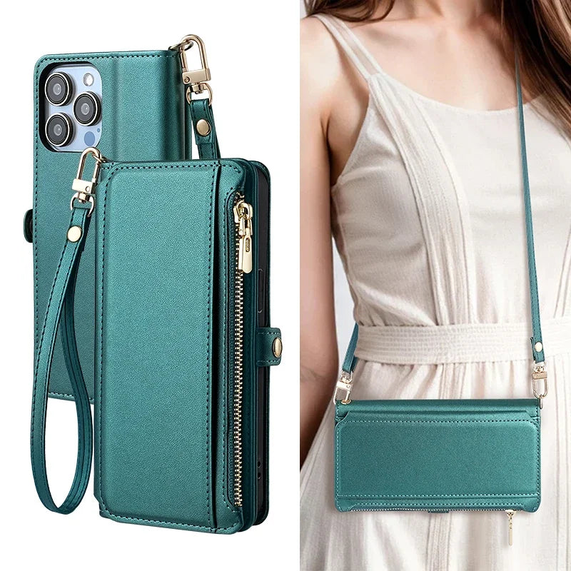 crossbody flip wallet case For Samsung