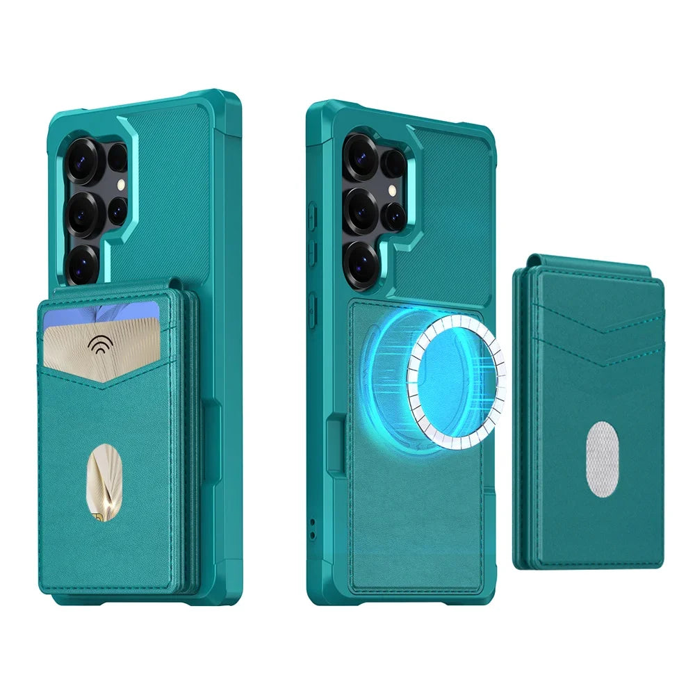 Magnetic Detachable RFID Blocking leather wallet Case for Samsung