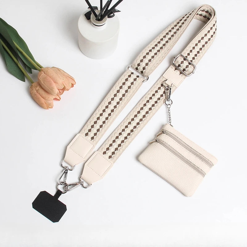 Adjustable crossbody phone lanyard with coin purse