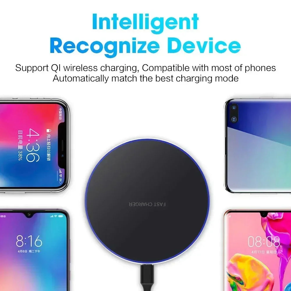 Wireless Charger For iPhone Induction Fast Charging Pad Dock Station For Samsung  Xiaomi Huawei