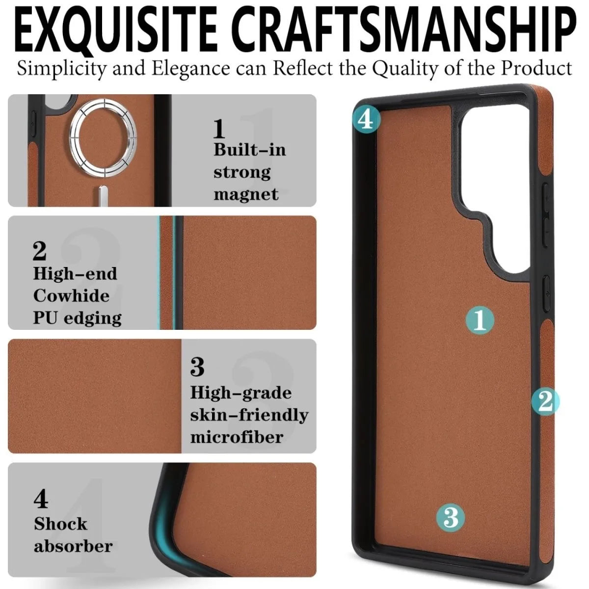 2 in 1 Cards Slot Leather Flip Wallet Magnetic Case For Samsung