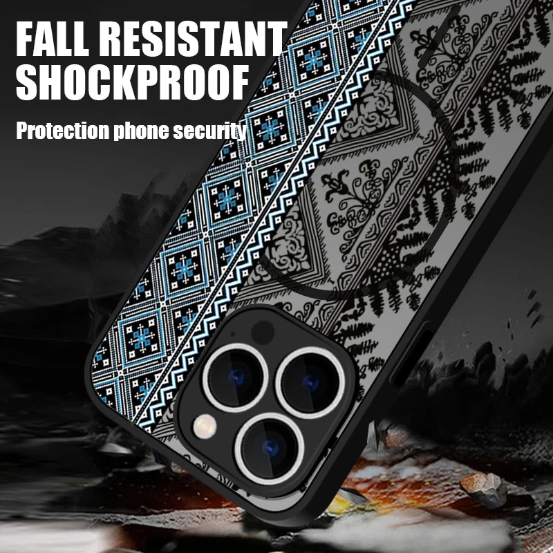 MagSafe magnetic bohemian style vintage case for iPhone