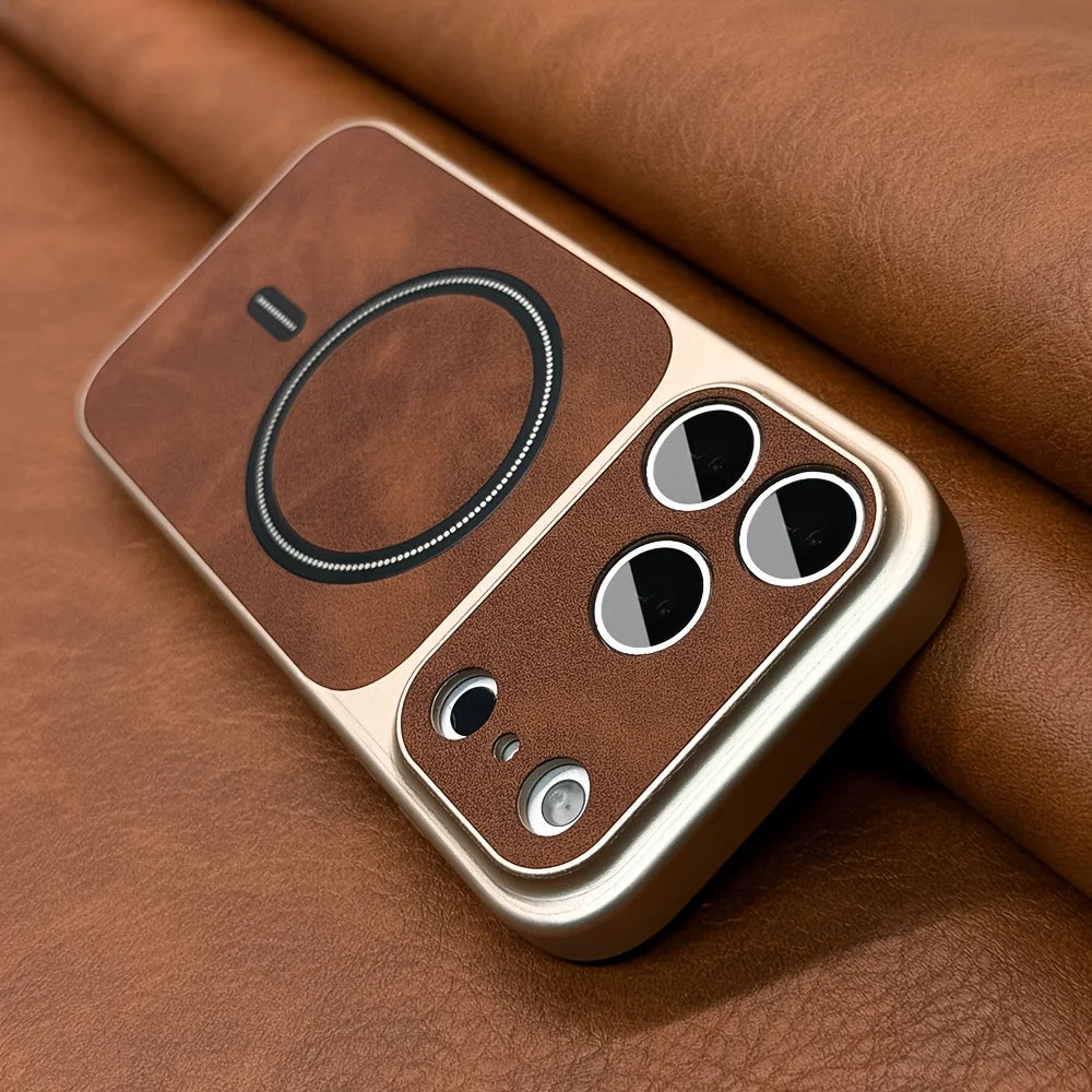 Luxury Leather-Texture Magnetic Matte Case For iPhone