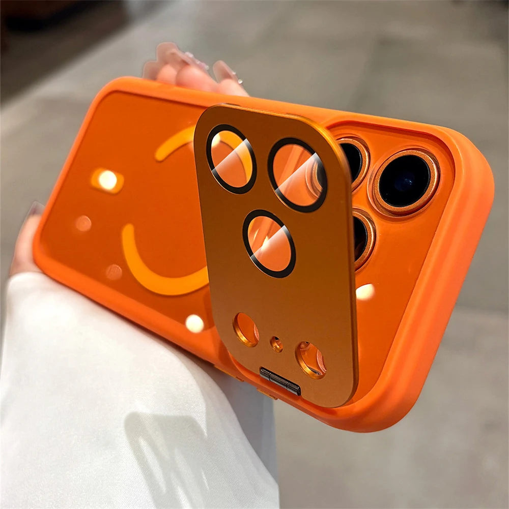 Folding Metal Camera Bracket Protect  Magnetic Case for iPhone