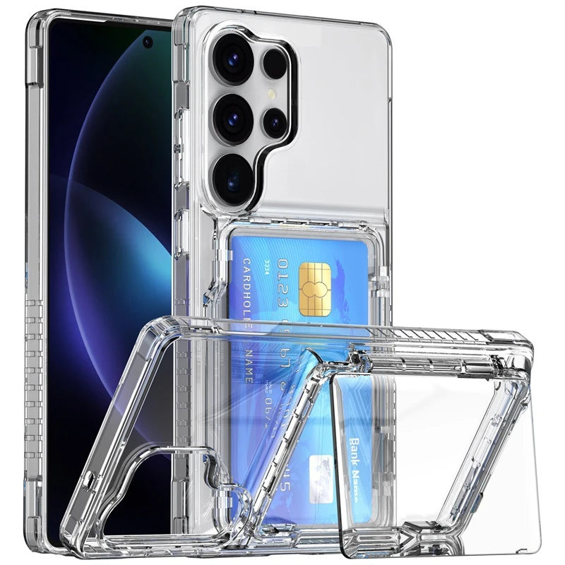 Transparent Card Slot Holder Shockproof Case For Samsung