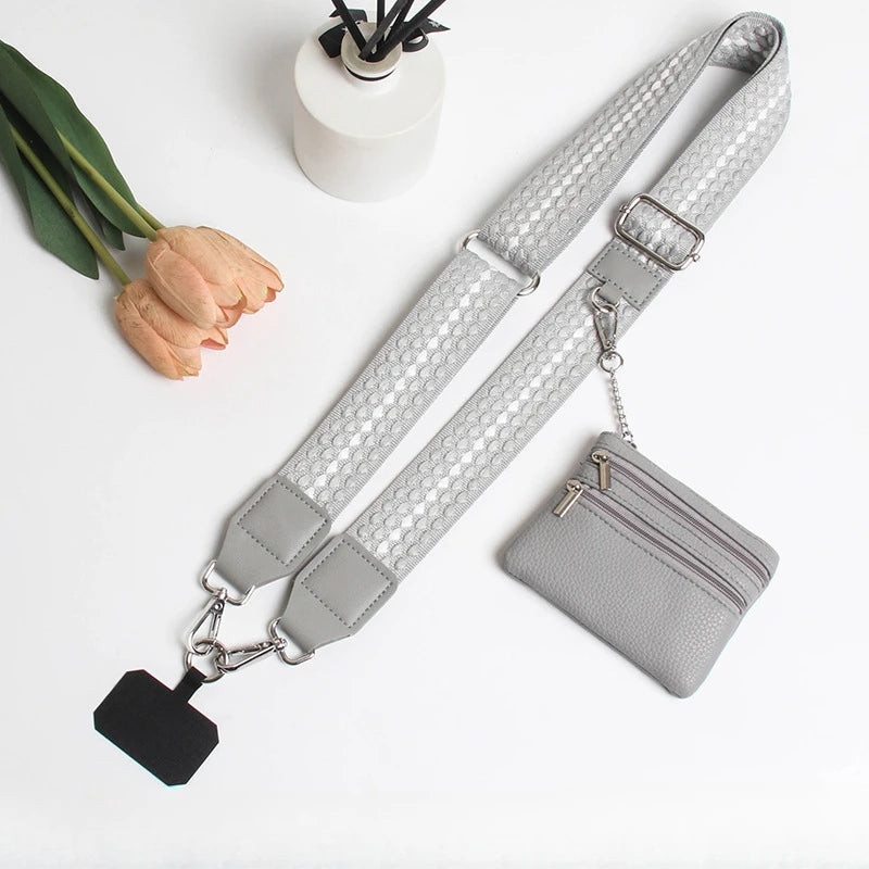 Adjustable crossbody phone lanyard with coin purse