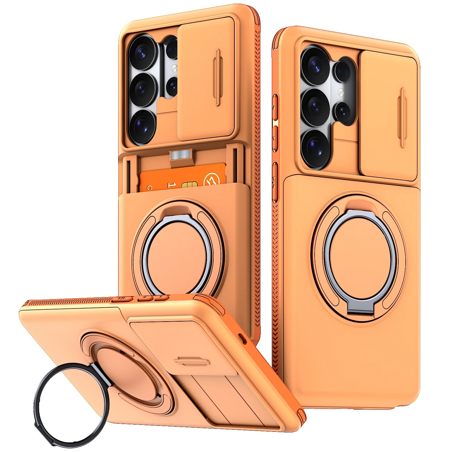Fashion Ring Kickstand Wallet Back Case for Samsung