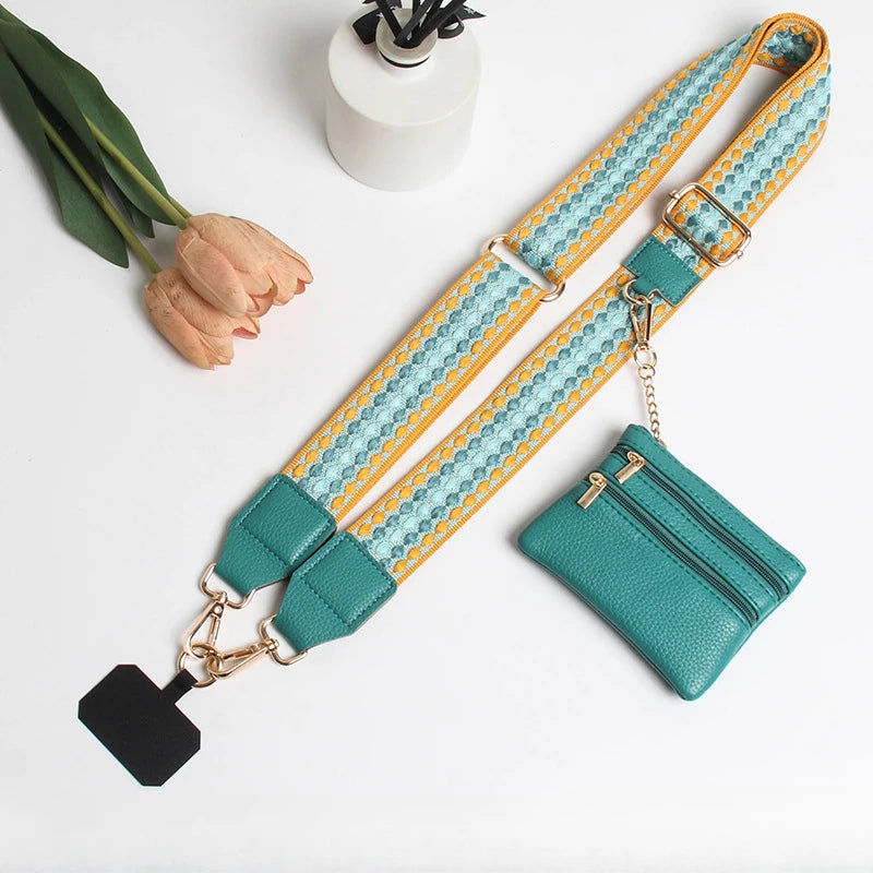 Adjustable crossbody phone lanyard with coin purse