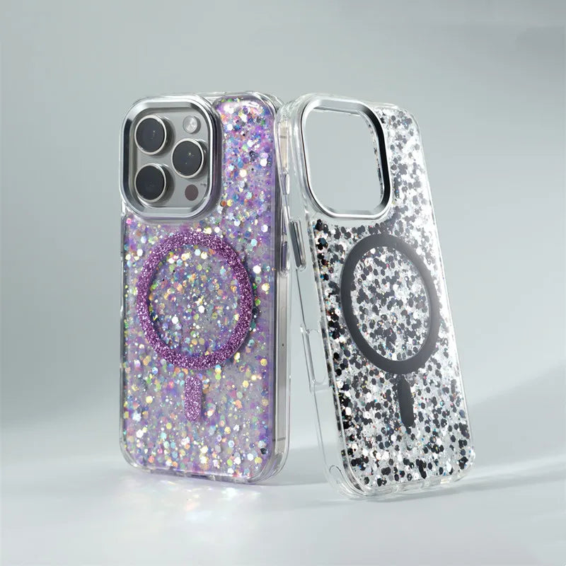 Magsafe Magnetic Trendy Glitter Gradient Shockproof Case For iPhone