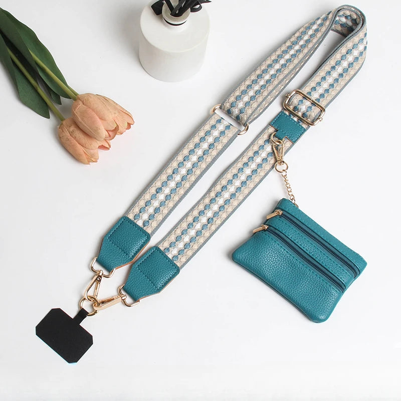 Adjustable crossbody phone lanyard with coin purse