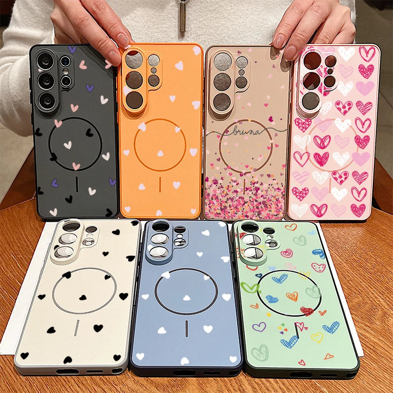 Mini Heart Printed Magnetic Case For Samsung