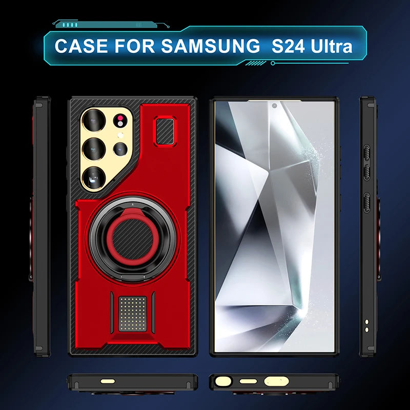 360 ° Rotating Metal Bracket Ring Shockproof Armor Case For Samsung
