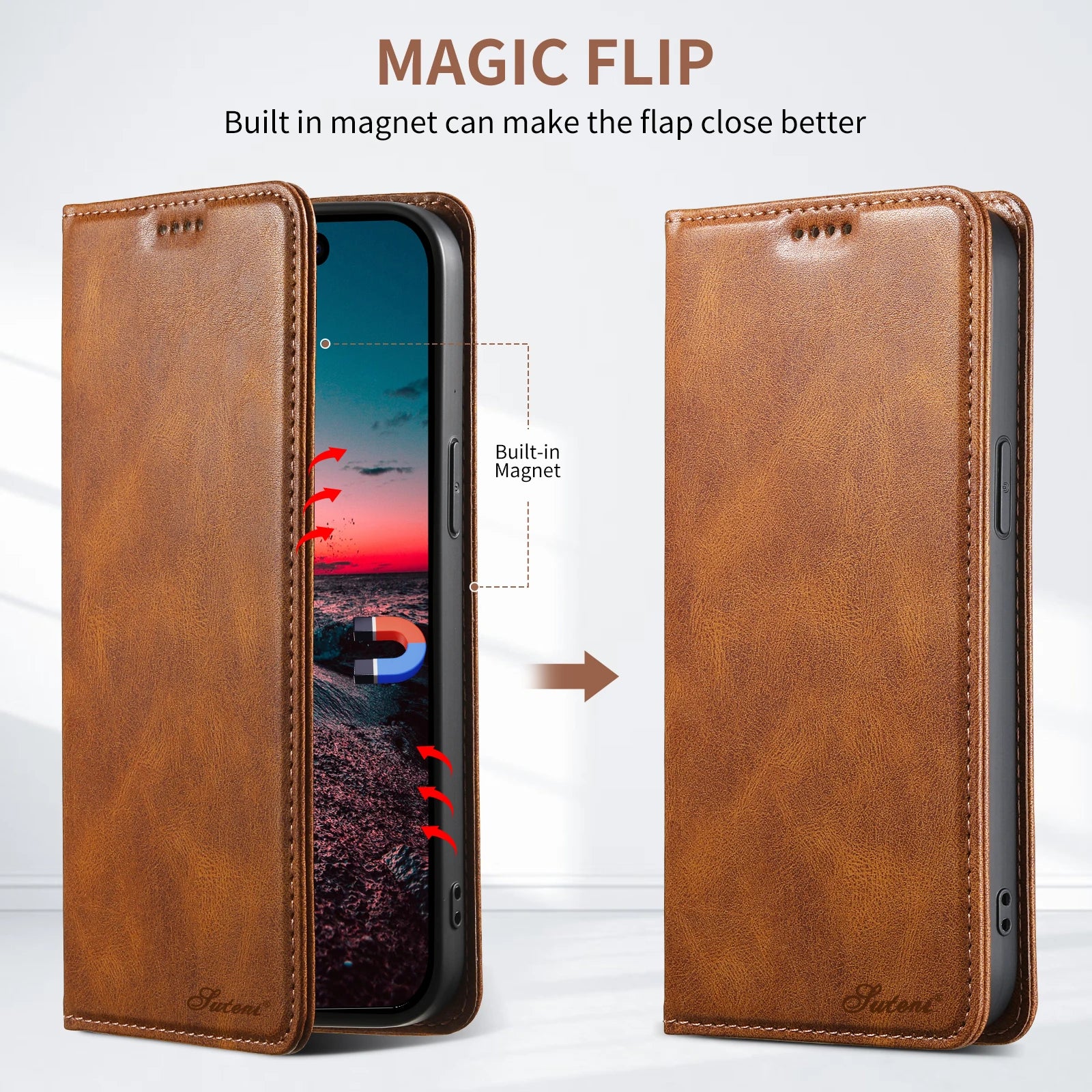 Leather Wallet Flip  Card Holder Cover For iphone