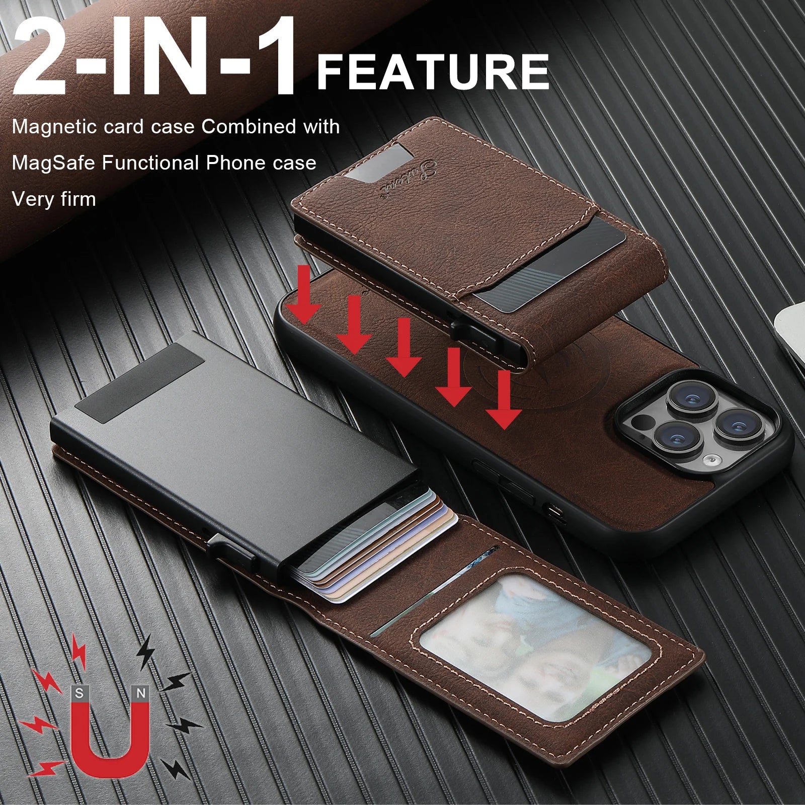 Wireless Charging  Leather Magnetic Wallet  Case For iPhone