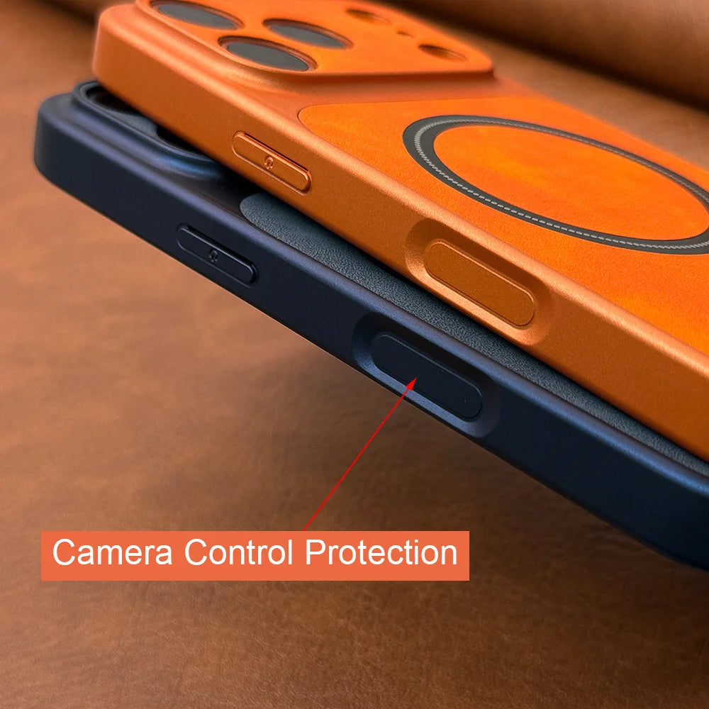 Luxury Leather-Texture Magnetic Matte Case For iPhone