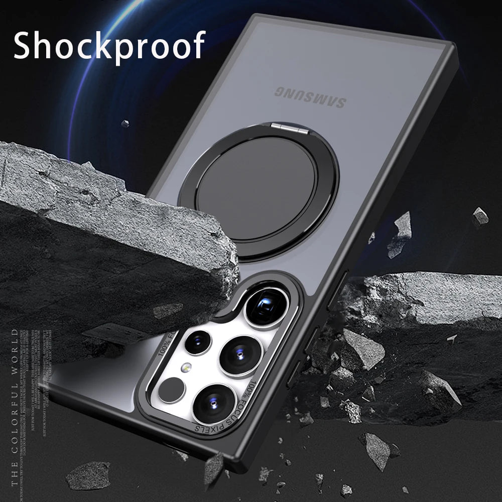 MagSafe 360 ° Rotating Magnetic Ring Matte Case for Samsung