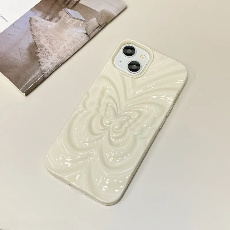 Ins 3D Fold Butterfly Glossy Case For iPhone