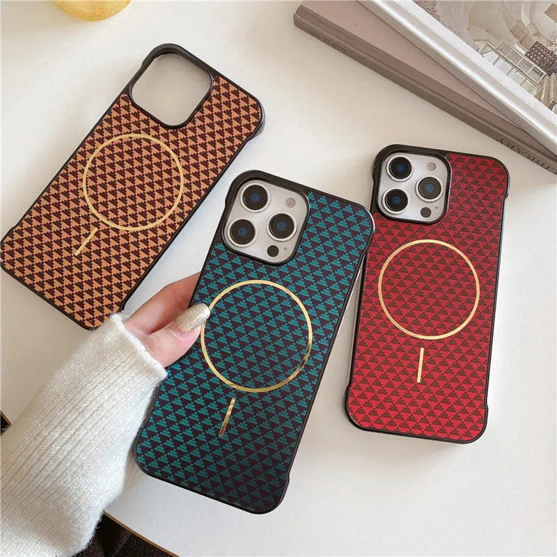 Luxury woven pattern Magsafe Magnetic Wireless Case for iPhone