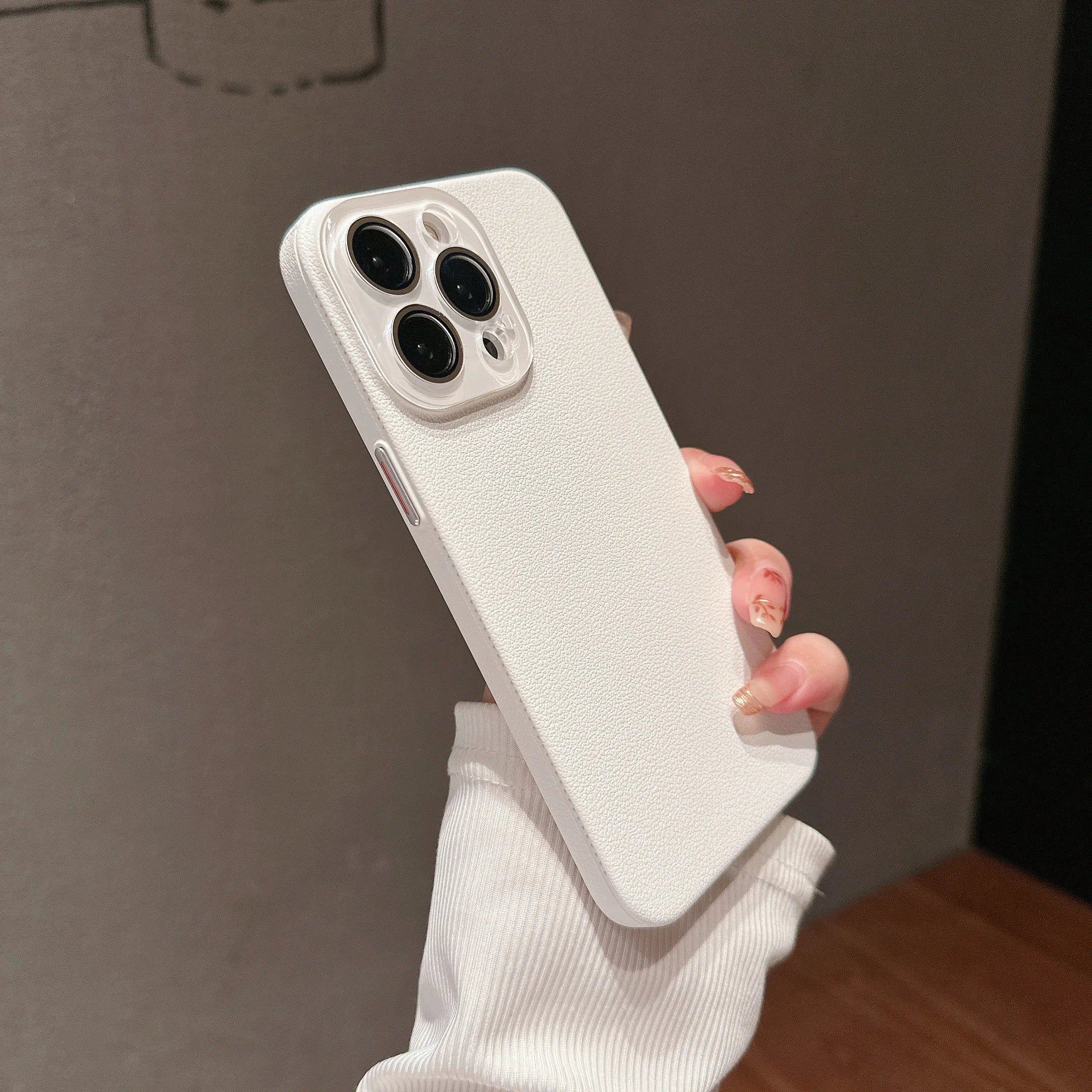 Solid Color Frosted Lychee Dermatoglyph Case For iPhone