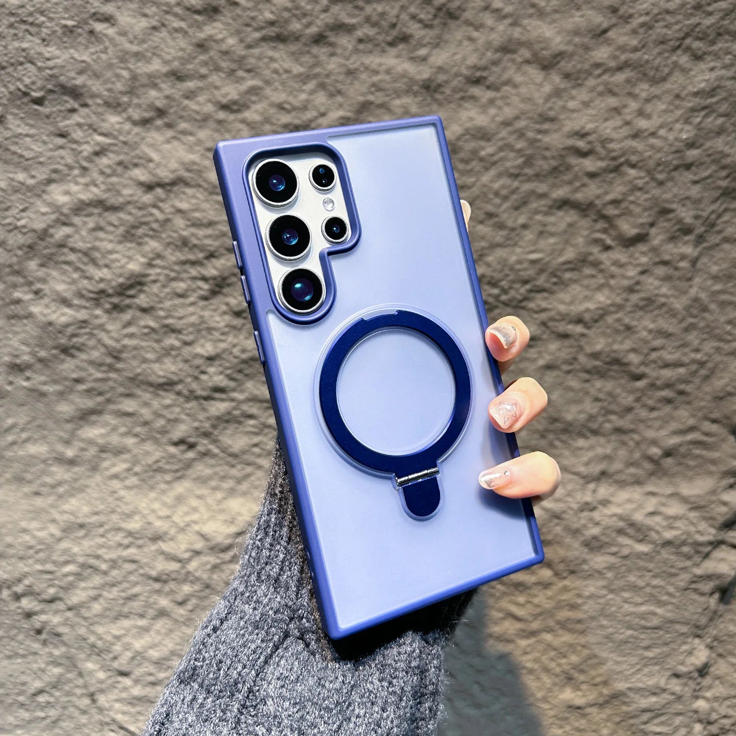 Magsafe Magnetic Matte Metal Ring Stand Case For Samsung