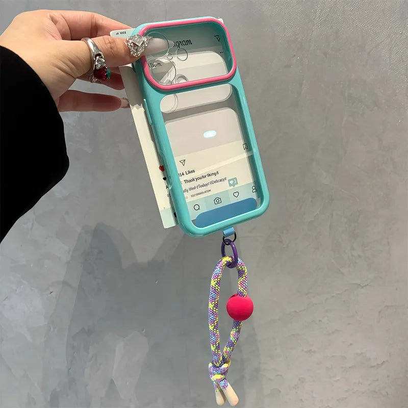 Dopamine Colorful Border Lanyard Case for iPhone