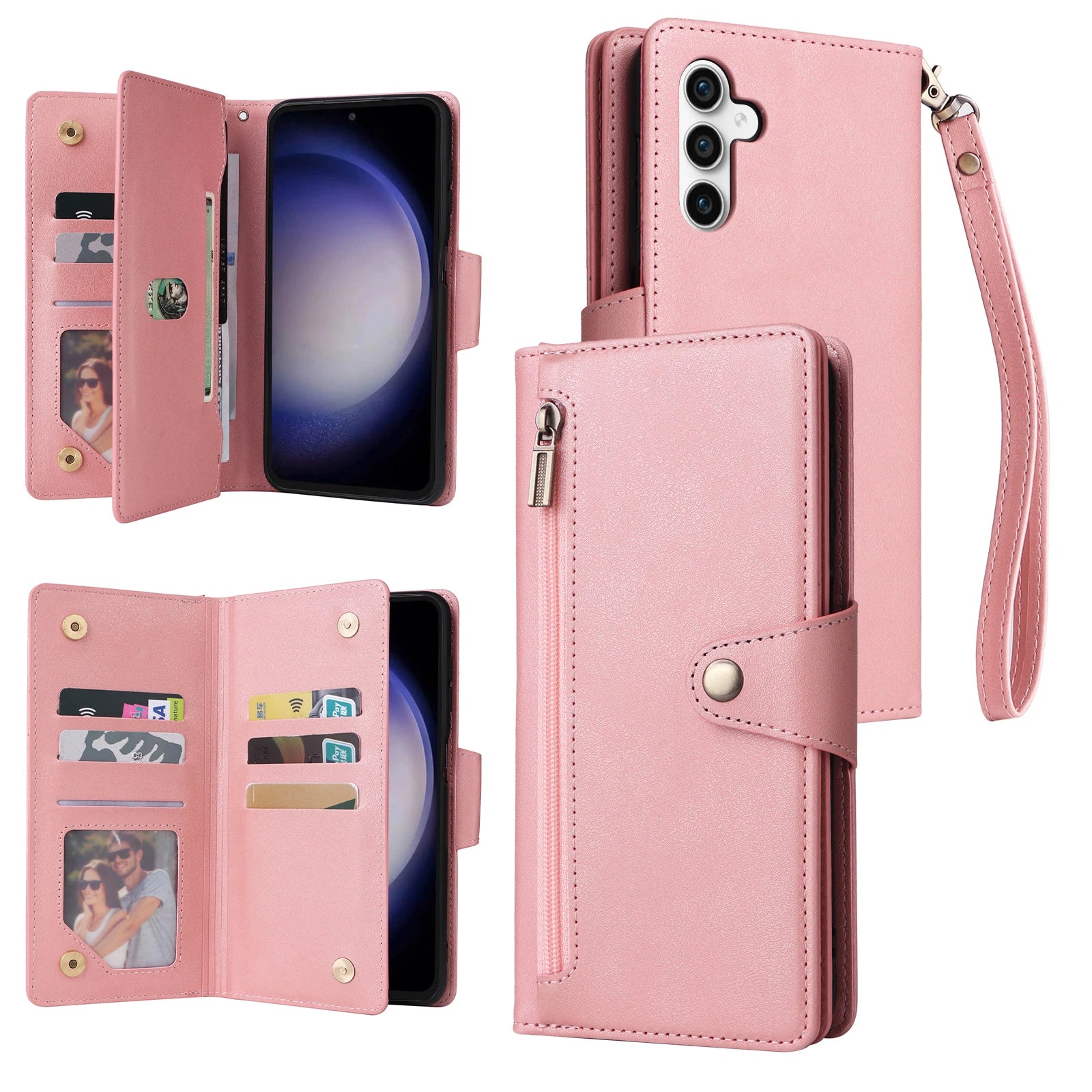 Wallet Multi-card Zipper Leather Case for Samsung