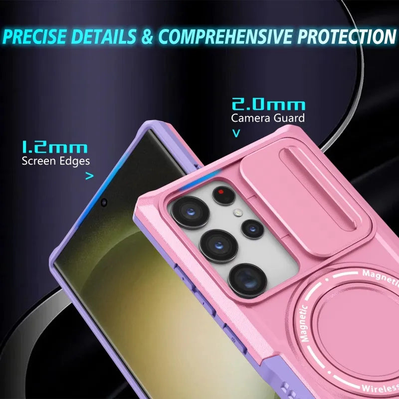 Sliding Camera Kickstand Magnetic Case for Samsung