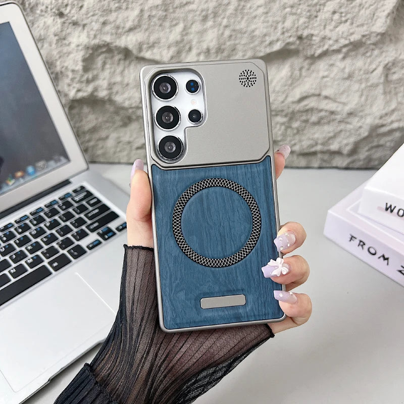 Wood Grain Frameless Leather Case For Samsung