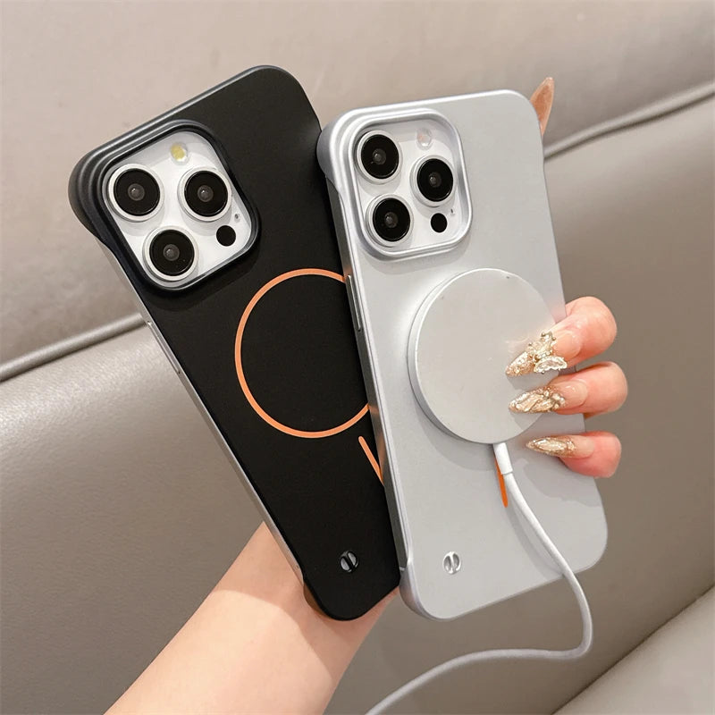 Ultra Thin Frameless Matte Magsafe Magnetic Case For iPhone