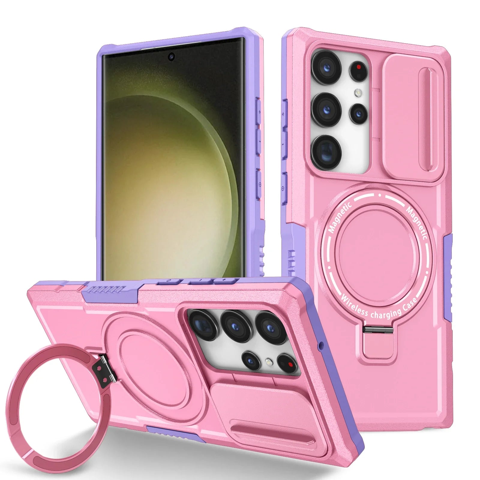 Sliding Camera Kickstand Magnetic Case for Samsung