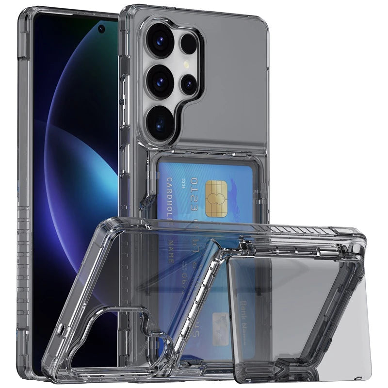 Transparent Card Slot Holder Shockproof Case For Samsung