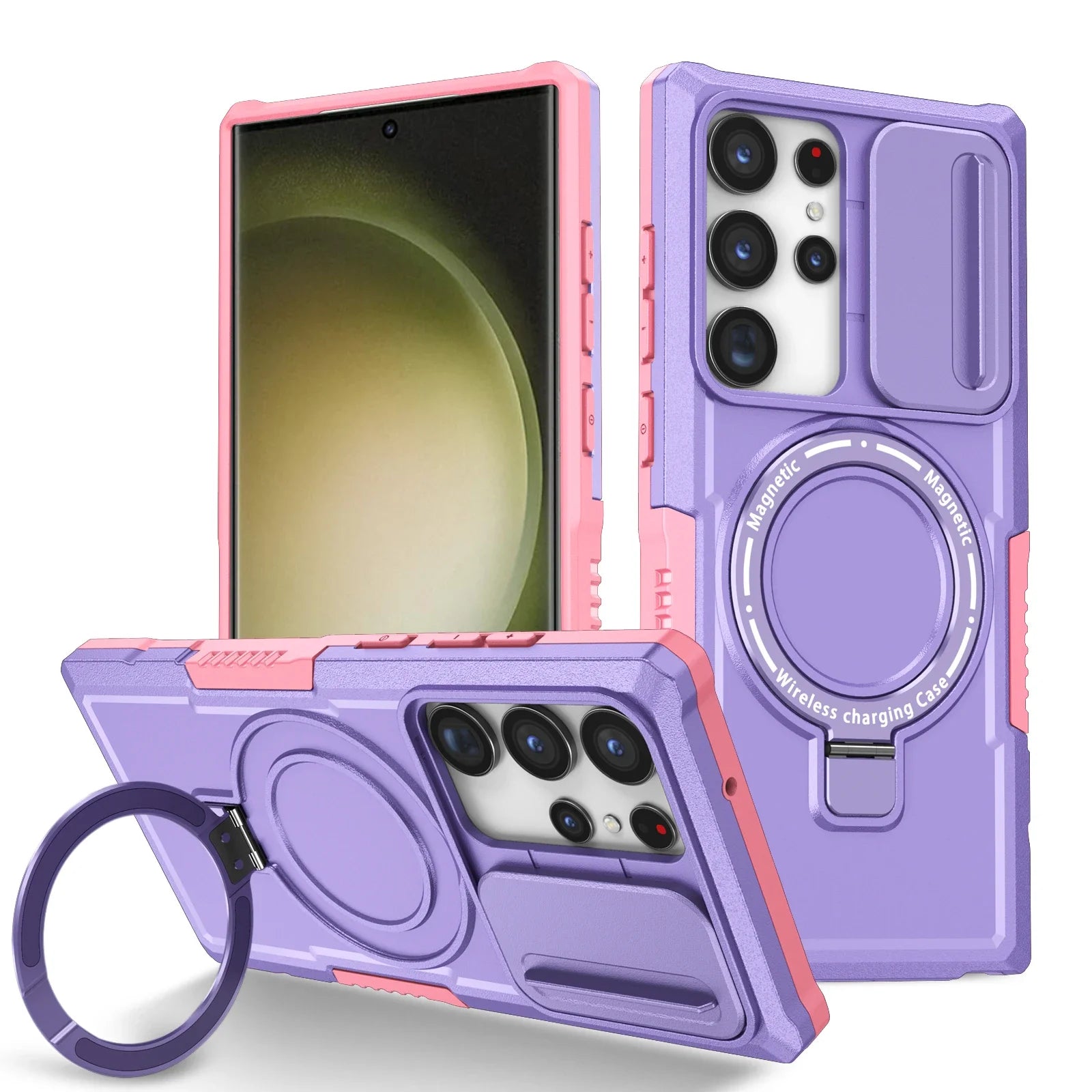 Sliding Camera Kickstand Magnetic Case for Samsung
