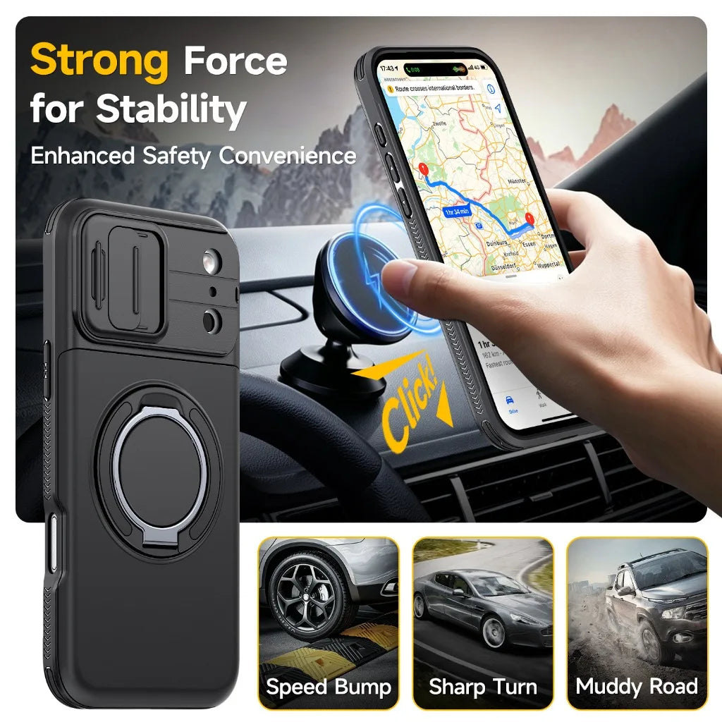 Multifunctional Magnetic Kickstand Slide Wallet Case For iPhone
