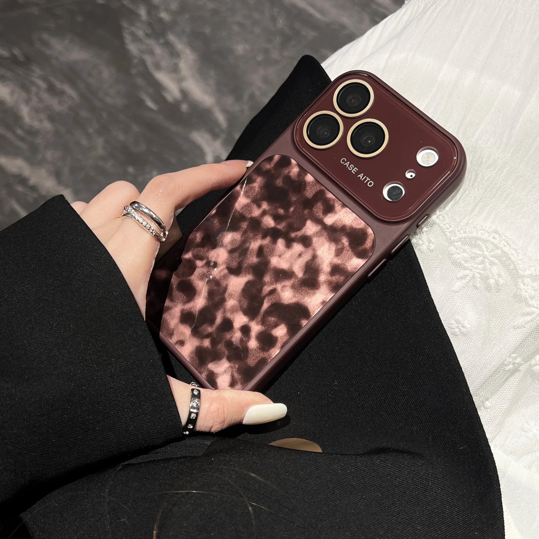 Large Window Leopard Print Shockproof Case For iPhone