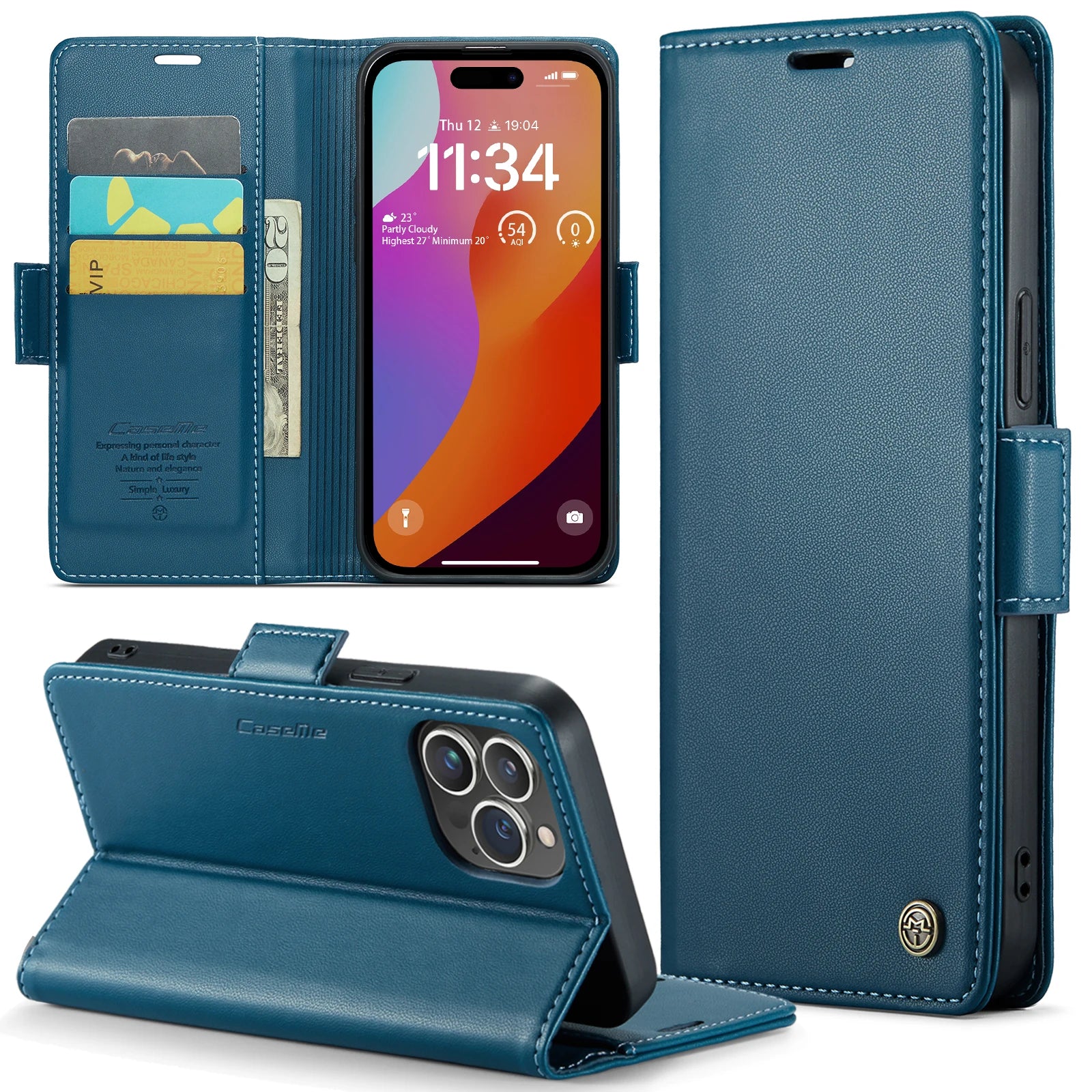 RFID Flip Leather Wallet Phone Case for iPhone 