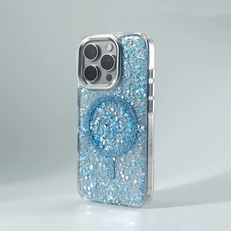 Magsafe Magnetic Trendy Glitter Gradient Shockproof Case For iPhone