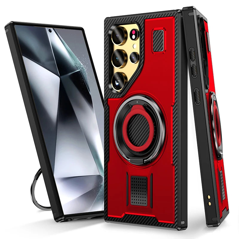 360 ° Rotating Metal Bracket Ring Shockproof Armor Case For Samsung
