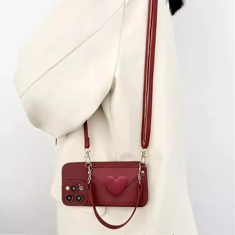 Crossbody Lanyard Strap Card Holder Case for iPhone
