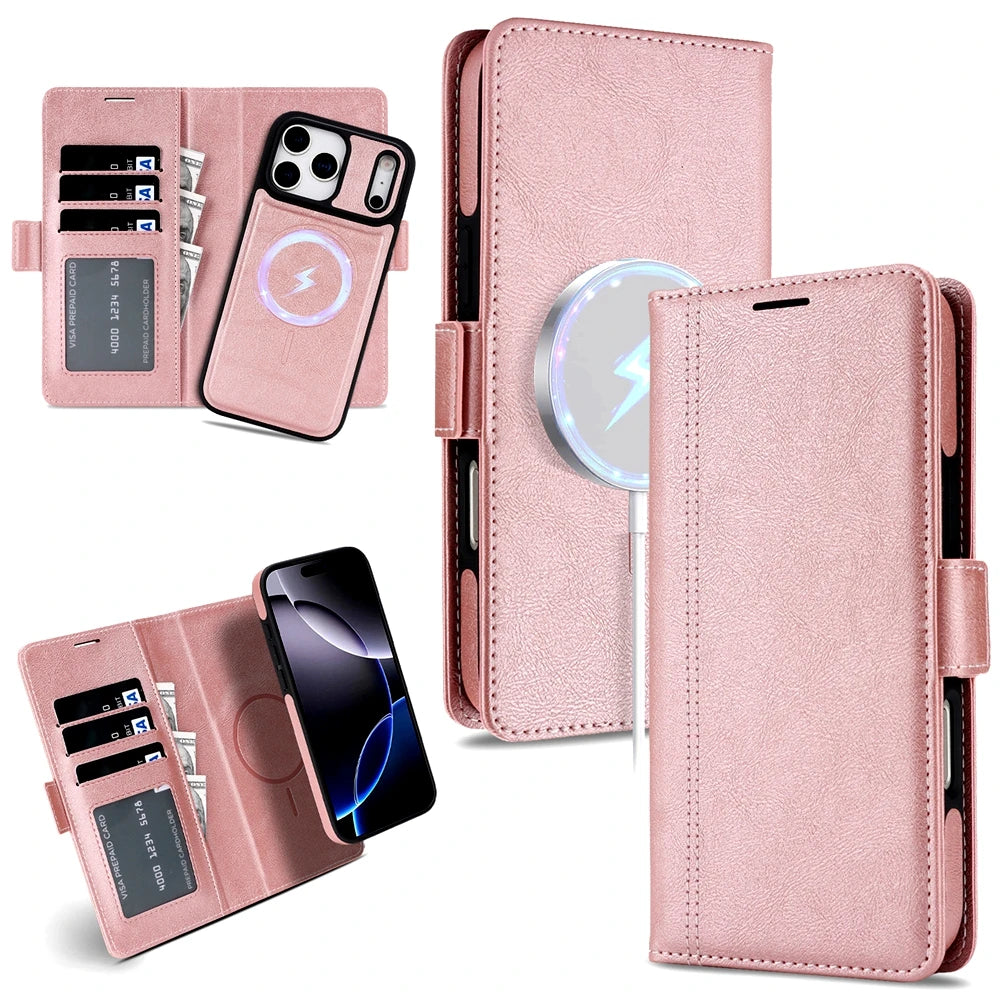 2 in 1 Cards Slot Leather Flip Wallet Magnetic Case For iPhone
