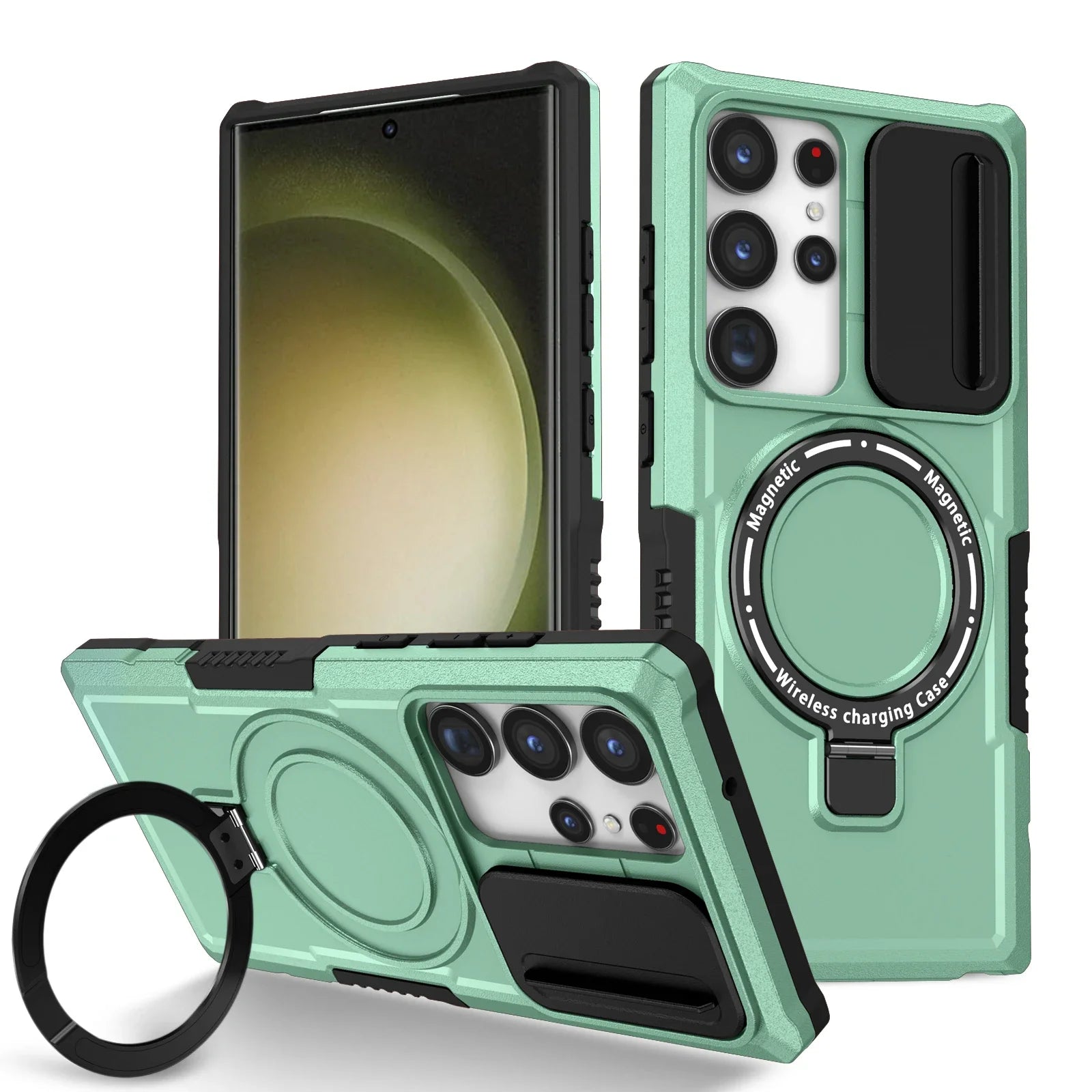 Sliding Camera Kickstand Magnetic Case for Samsung