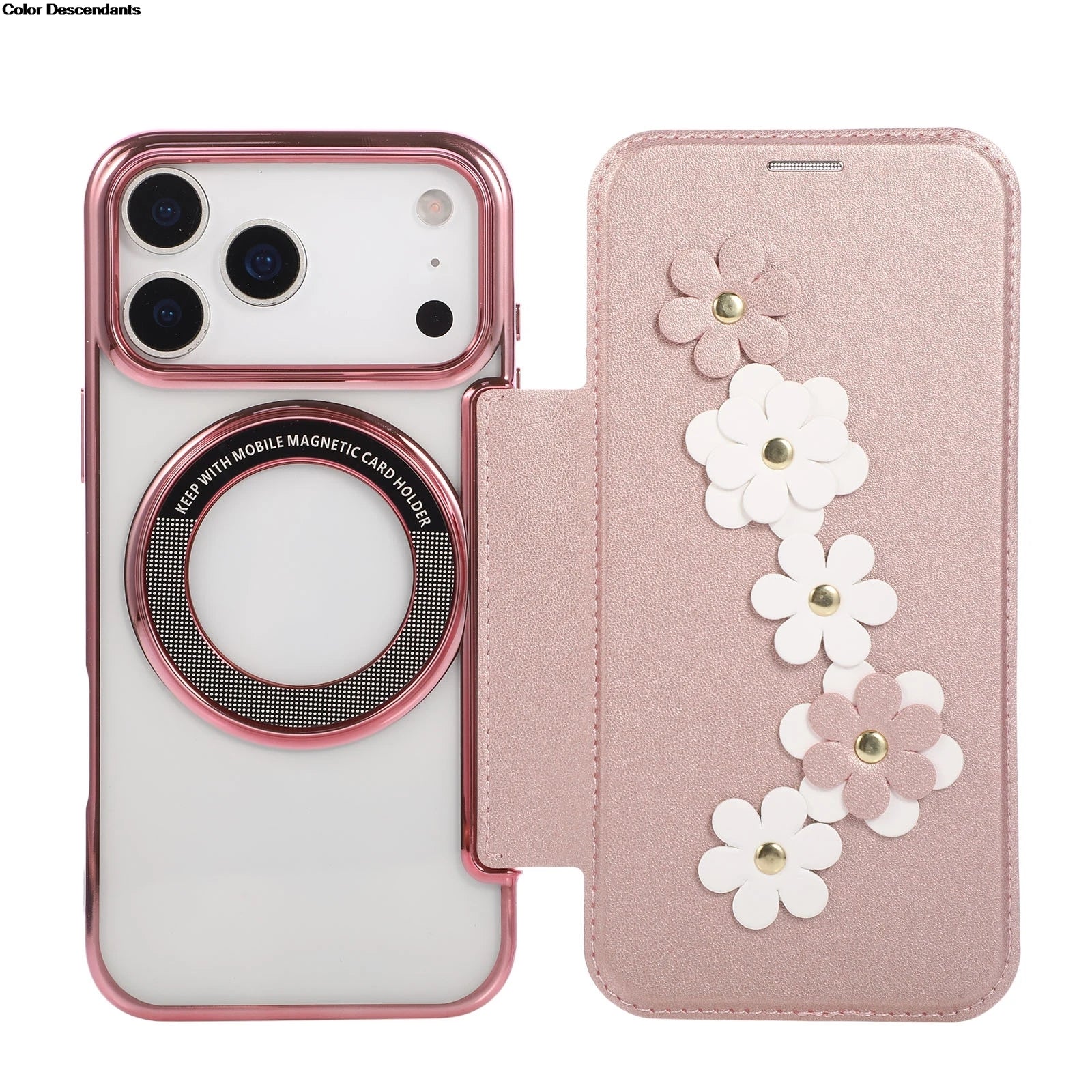 RFID 3D Flower Leather Flip Wallet Case For iPhone