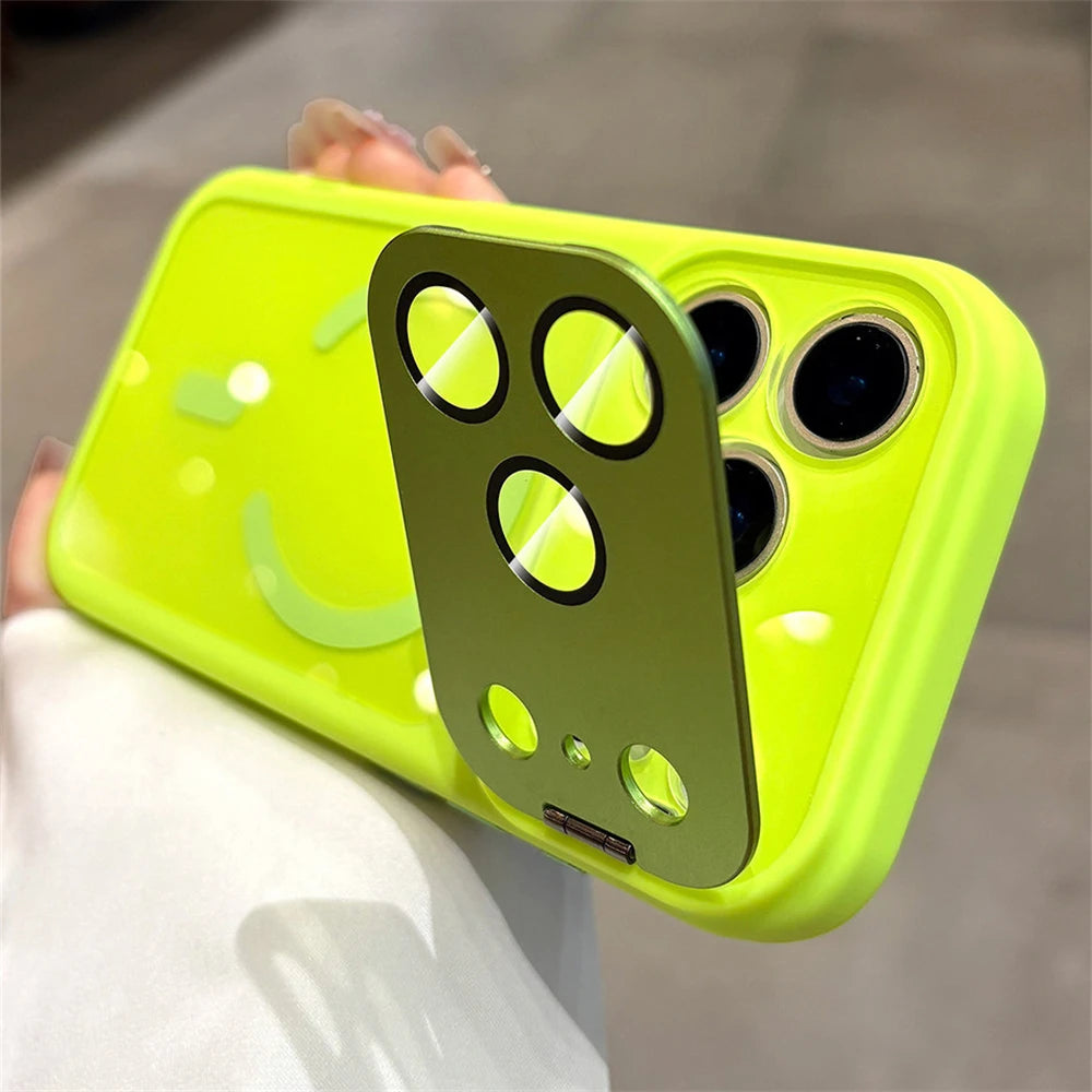 Folding Metal Camera Bracket Protect  Magnetic Case for iPhone